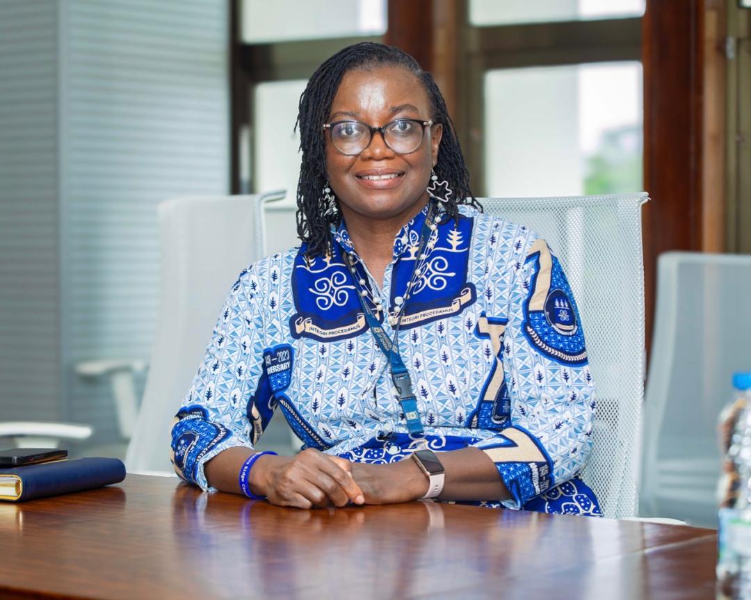 Lydia Anowa Nyako-Danquah, Director of Academic Affairs and Deputy Registrar at the University of Ghana, seated in her office.